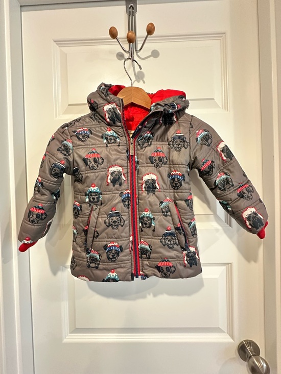 Hatley Other - Hatley Toddler Puffer Jacket Size 3 Winter Dogs Print Hooded Coat - EUC